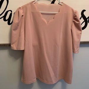 Large Dress Shirt with Scalloped Neckline